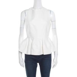 Pre Owned Balenciaga Cream Cotton Sleeveless Peplum Top M