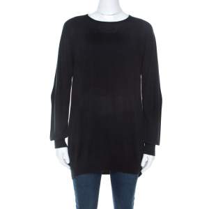 Pre Owned Balenciaga Black Cashmere Raglan Sleeve Long Sleeve Sweatshirt L