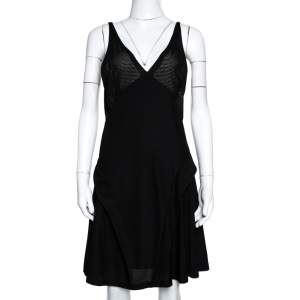 Balenciaga Black Knit Perforated Detail Sleeveless Dress L