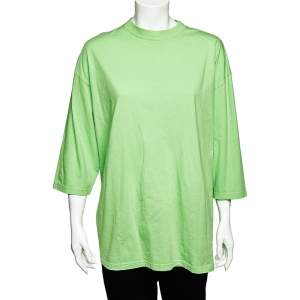 Balenciaga Neon Green Cotton Oversized Crewneck T-Shirt M