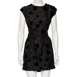 Balenciaga Black Flocked Silk Mini Dress M