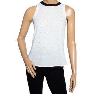 Balenciaga White Embellished Crepe Sleeveless Top XS