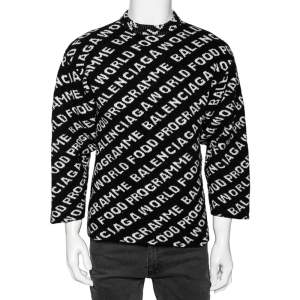 Balenciaga Black Intarsia Knit World Food Programme Crewneck Jumper XS