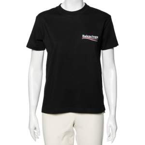 Balenciaga Black Cotton Political Campaign Logo Printed T-Shirt XL