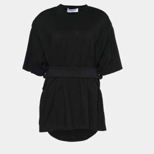 Pre Owned Balenciaga Black Jersey & Neoprene Car Mat T-Shirt M