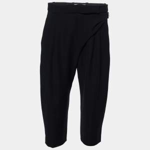 مملوكة مسبقًا Balenciaga Black Crepe Draped Capri Trousers M