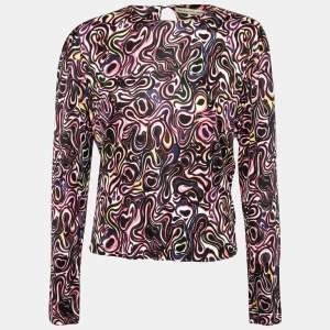 Balenciaga Multicolor Marble Print Long-Sleeve Knit Top M