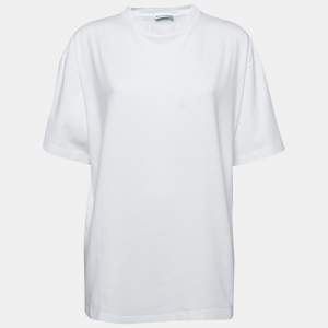 Pre Owned Balenciaga White Cotton Oversized Crewneck T-Shirt XS