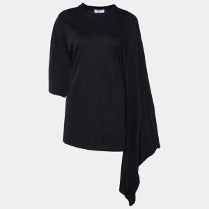 Pre Owned Balenciaga Black Cotton Knit Kimono Sleeve T-Shirt M