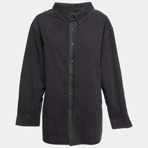 Balenciaga Black Denim Swing Collar Oversized Shirt S