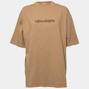 Pre Owned Balenciaga Khaki Cotton Symbolic Large-Fit T-Shirt L