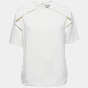Balenciaga White Crepe Short-Sleeve Top M