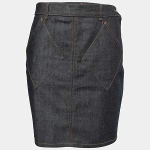 Balenciaga Dark Blue Denim Knee-Length Skirt M