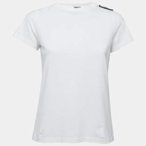 Pre Owned Balenciaga White Cotton Rose Printed T-Shirt S