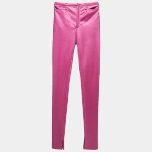 Pre Owned Balenciaga Pink Stretch Knit Slim Fit Pants S