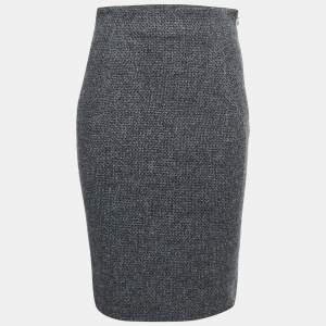 Balenciaga Grey Virgin Wool Pencil Skirt M