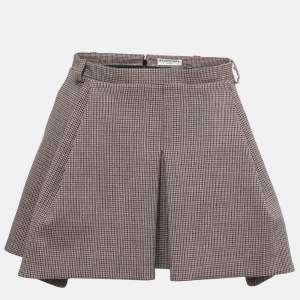 Balenciaga Multicolor Houndstooth Patterned Wool Blend Mini Skirt M