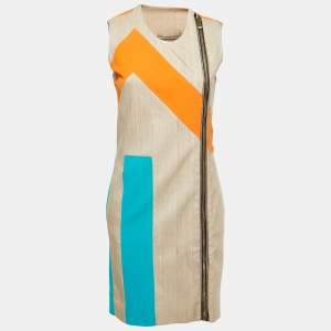 Balenciaga Multicolor Silk Zip Front Sleeveless Short Dress M