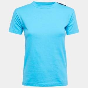 Pre Owned Balenciaga Blue Cotton Crew Neck Half Sleeve T-Shirt XS