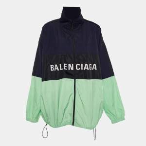 Balenciaga Color Block Logo Oversized Zip Up Jacket M