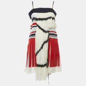 Balenciaga Multicolor Silk & Wool Strappy Mini Dress M