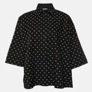 Pre Owned Balenciaga Black Logo Printed Cotton Oversized Shirt S