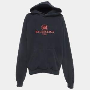 Balenciaga Black BB Mode Print Cotton Hoodie L