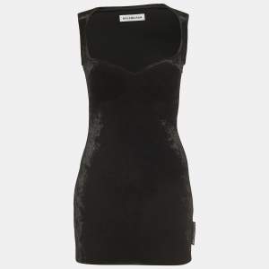 Balenciaga Black Velvet Sleeveless Mini Dress M