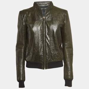 Balenciaga Green Leather Zipper Rider Jacket M