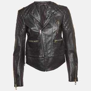 Balenciaga Black Leather Quilted Riders Jacket M