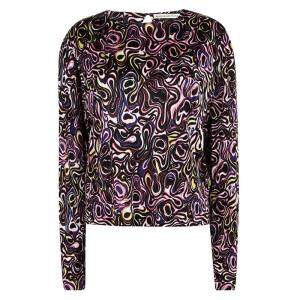 Pre Owned Balenciaga Multicolor Printed Knit Long Sleeve Top M