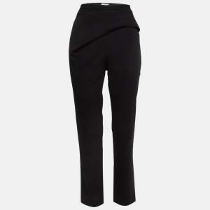 Balenciaga Black Wool Draped Detail Trousers M