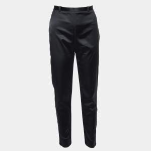 Balenciaga Black Wool Satin Slim Fit Trousers M/Waist 30"