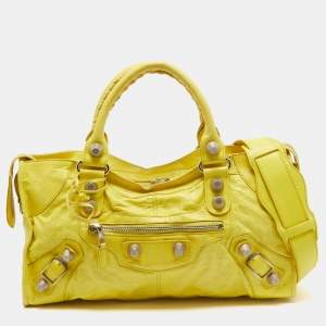 Pre Owned Balenciaga Yellow Leather GSH Part Time Tote
