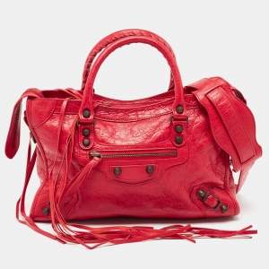 Balenciaga Red Leather Small Classic City RH Tote