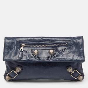 Balenciaga Blue Leather Giant 21 Envelope Clutch