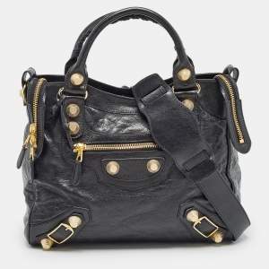 Pre Owned Balenciaga Black Leather GGHH Velo Bag