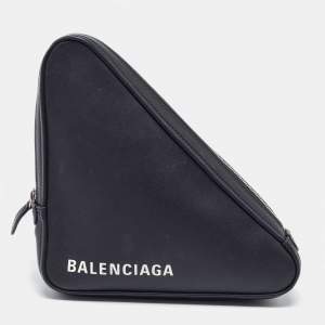 Balenciaga Black Leather Triangle Pouch