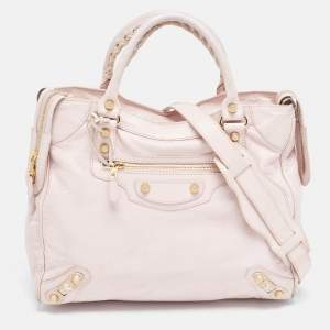 Pre Owned Balenciaga Light Pink Leather RH Velo Bag
