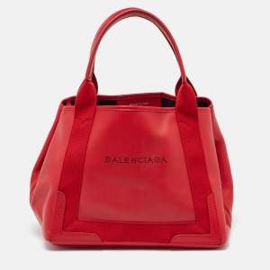 مملوكة مسبقًا Balenciaga Red Leather S Navy Cabas Tote