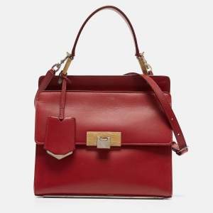 Balenciaga Red Leather Le Dix Cartable Top Handle Bag