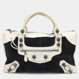 مملوكة مسبقًا Balenciaga Navy Blue/Cream Suede and Leather Giant 21 Work Tote