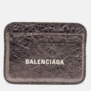 Balenciaga Metallic Leather Logo Card Holder