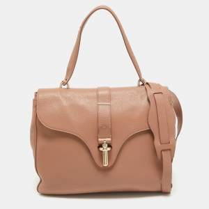 Balenciaga Old Rose Leather Tube Clasp Top Handle Bag