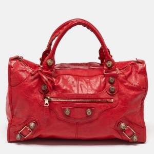 Pre Owned Balenciaga Red Leather GGH Work Tote