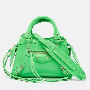 Balenciaga Neon Green Leather Mini Neo Classic Bag