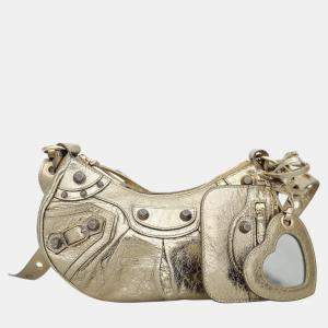 Balenciaga Gold Metallic Leather Le Cagole XS Shoulder Bag