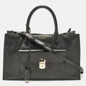 Balenciaga Black Leather Padlock Work S Bag