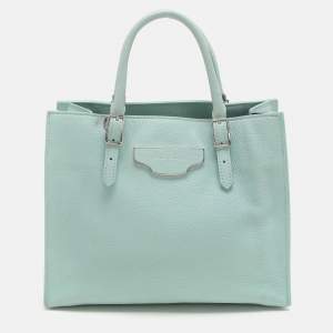 Balenciaga Mint Green Leather Mini Papier A4 Zip Around Bag