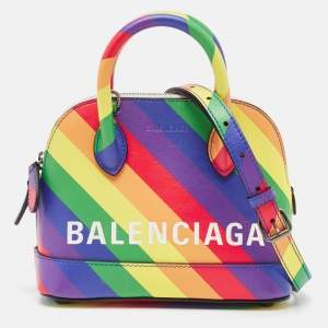 Balenciaga Multicolor Diagonal Rainbow Leather XXS Ville Bag